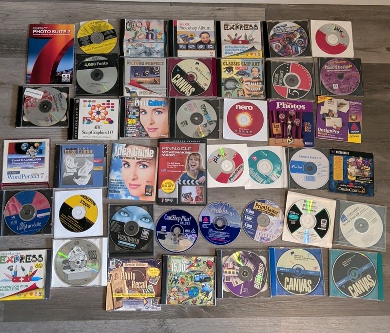 Vintage Computer Software CD-Rom Adobe Photoshop MGI Image Video Editor Clipart