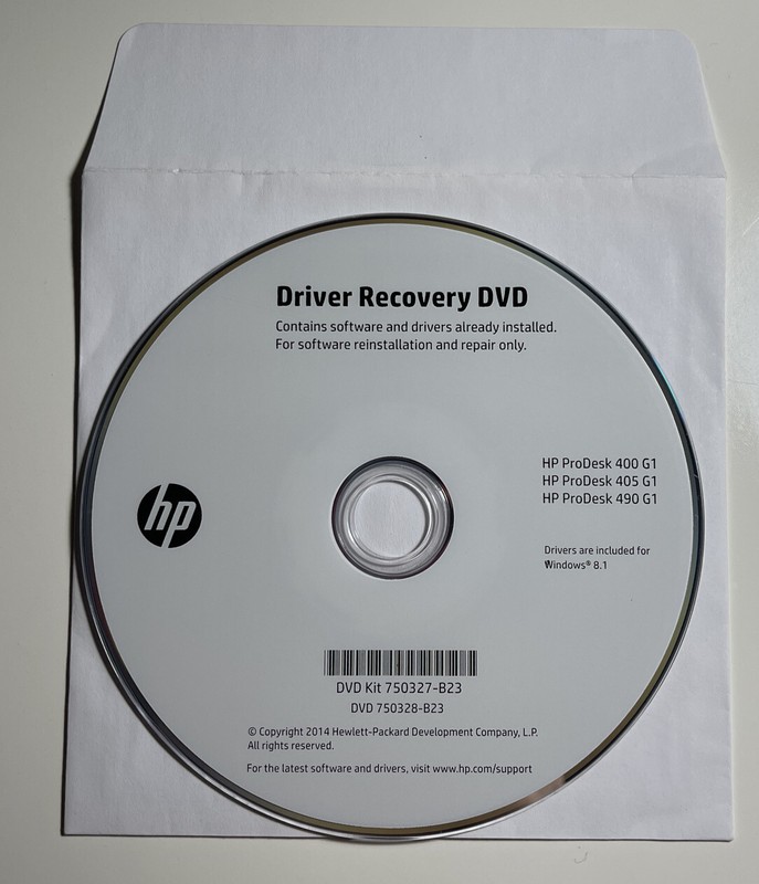 HP Driver Recovery DVD Windows 8.1 ProDesk 400 405 490 G1 DVD Kit 750327-B23