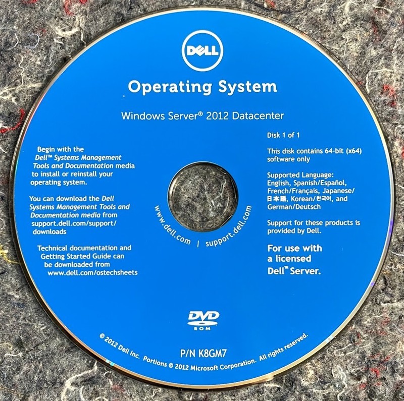 Dell / Microsoft Windows Server 2012 Datacenter DVD Installation Media / 39X5D