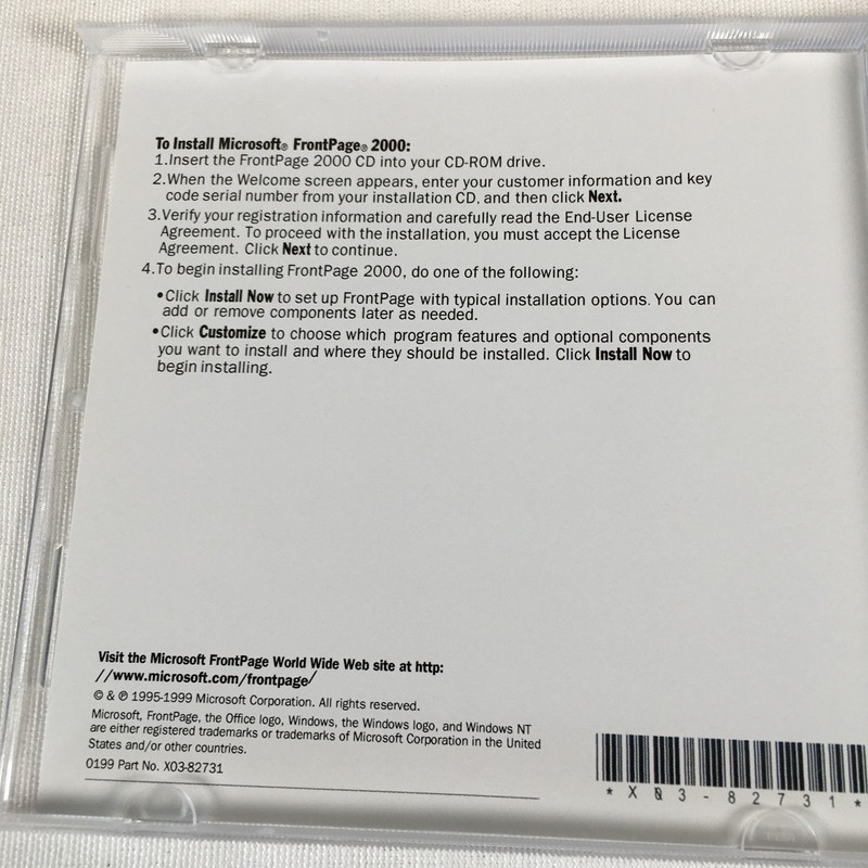Microsoft Front Page 2000 2 CDs w/Product Key 1 License New gallery