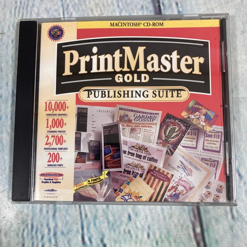 Vintage Print Master Gold Publishing Suite CD Software – For Macintosh 1997