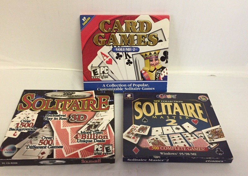 PC Game Software – Cards Solitaire Games Misc. Titles Lot of 3 Used