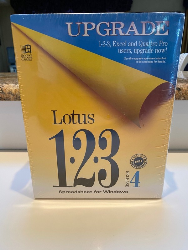 Lotus 1-2-3 Release 4 Four Software Spreadsheet Upgrade for Windows New Sealed