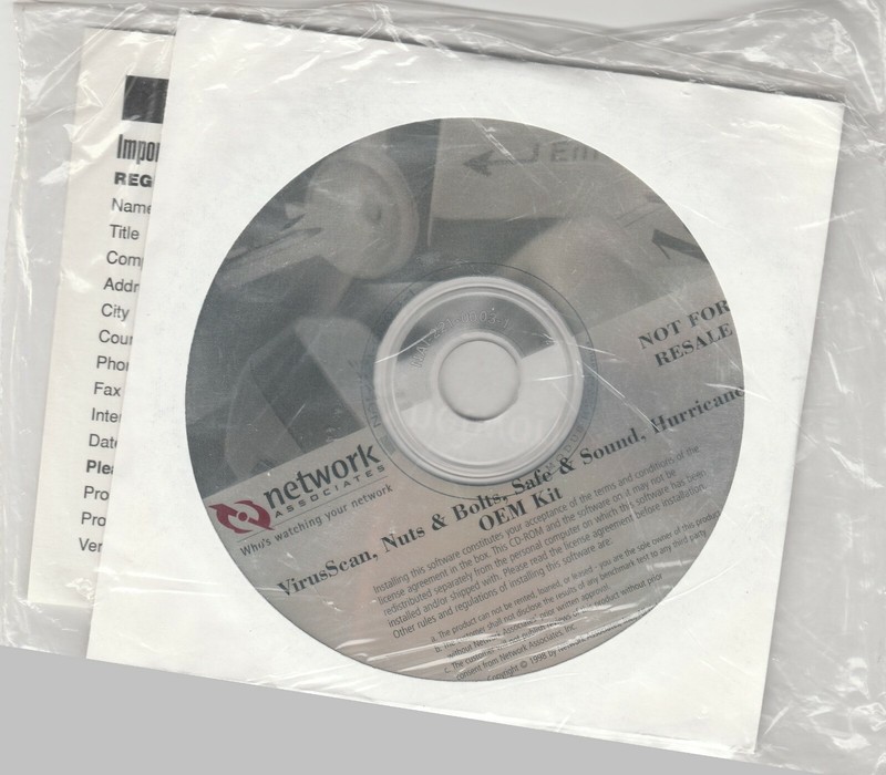 VirusScan, Nuts & Bolts, Safe & Sound, Hurricane OEM Lit by Network Associates