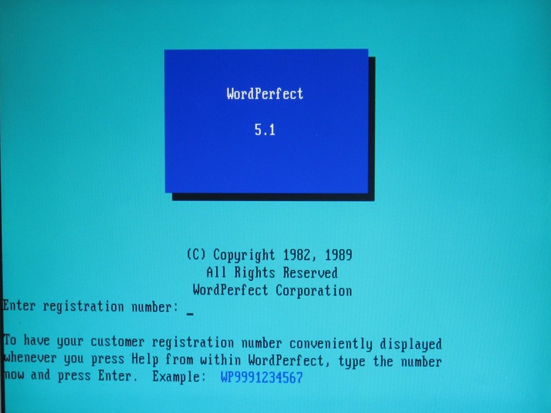 WordPerfect 5.1 for DOS, Backup Copy on Floppy Disks with Registration Number