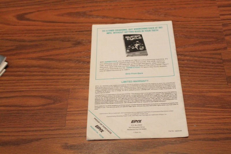 Championship Wrestling Commodore 64 C64 Manual - No game gallery