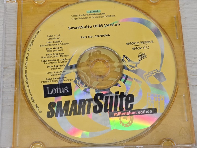 Lotus SmartSuite 9.7 Millennium Edition Software CD Windows 7/XP/2000/98