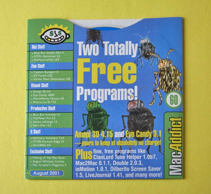 4 VTG MacAddict CD ROMs: Nautilus, Amapi/Eye Candy, How-to Extravaganza, Toys gallery