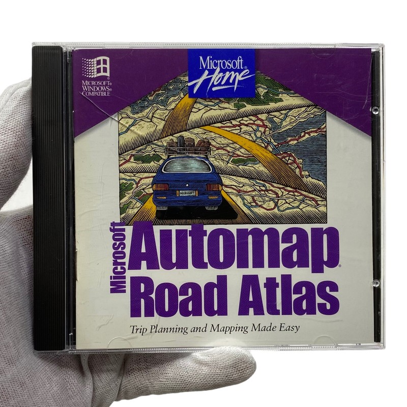 Vintage 95' Microsoft Home Automap Road Atlas CD 496-152-001 Rare!