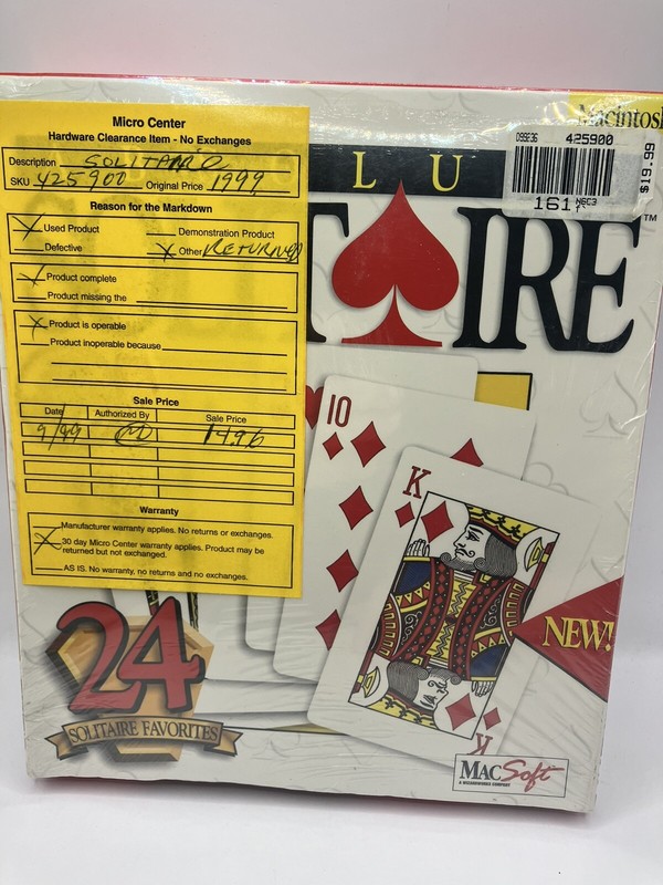 Rare vtg Sealed Box ABSOLUTE SOLITAIRE CD-ROM Apple Macintosh card game NOS