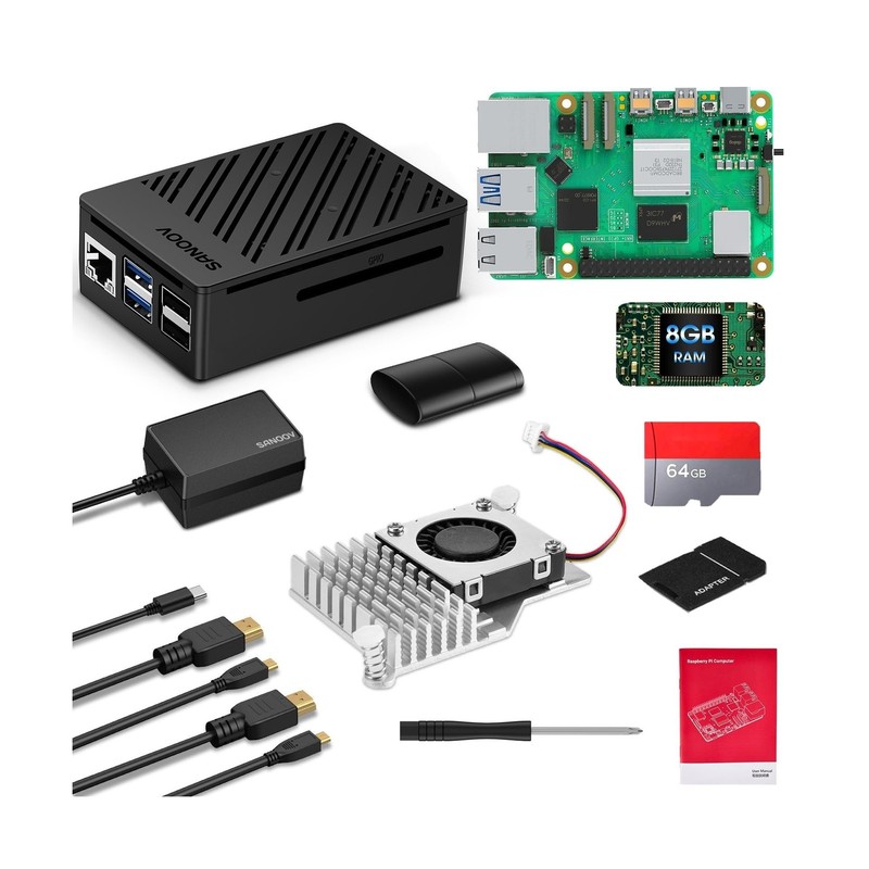 Raspberry Pi 5 Kit 8GB RAM with Active Cooler and Pi 5 27W 5.1V5A Power Suppl…