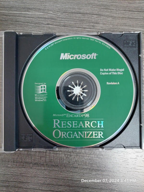 Microsoft Encarta 98 Research Organizer for only 32 bit operating systems RARE!!