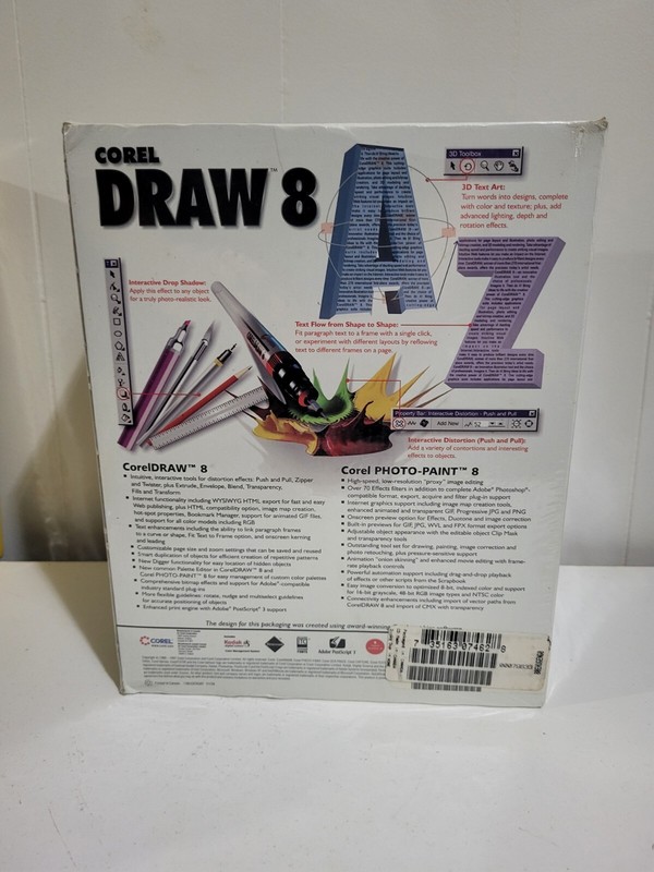 NEW SEALED Corel Draw 8 The Choice Of Professionals Intel MMX Big Box RARE gallery