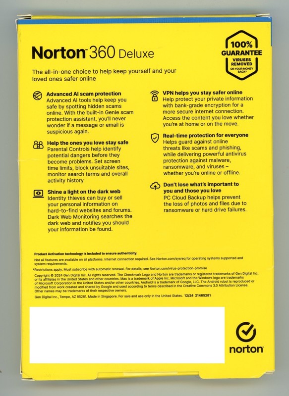 NORTON 360 DELUXE INTERNET SECURITY 2025 (3 DEVICE/1 YEAR) *NEW in RETAIL BOX gallery