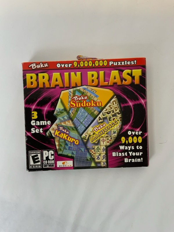 Brain Blast Buku – 3 Games Sudoku, Kakuro, & Mahjongg. PC CD ROM Sealed Windows