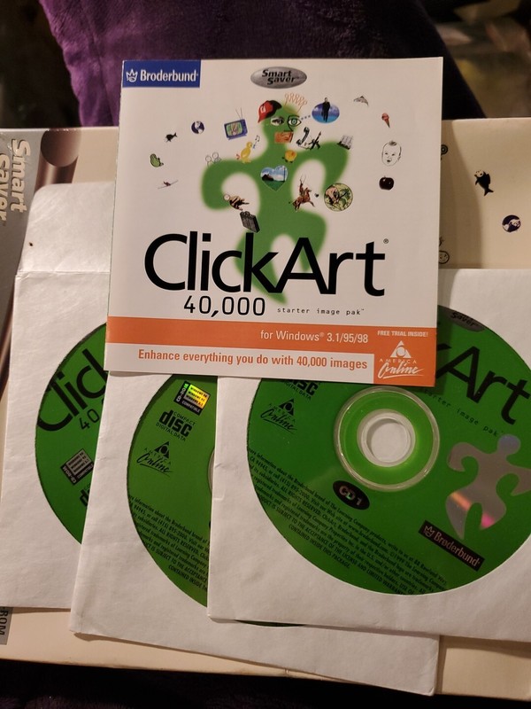 PC CD-Rom Broderbund CLICKART 40,000 Starter Image Pak WIN3.1,95,98