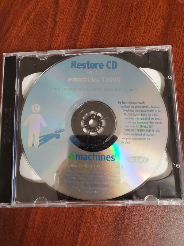 eMachines Restore CD T1090 Ver 1.1 Complete 2 Disks Set