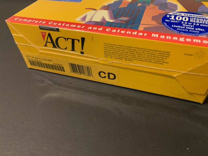 ACT! 4.0 SYMANTEC Vintage Software IBM WIN NT 95 ORIG SHRINKWRAP NEW COLLECTIBLE gallery