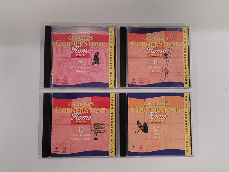 4 Grolier's Cornerstone CD-ROM Win Mac Grades 7-8 Lot ~ Homeschool English Math