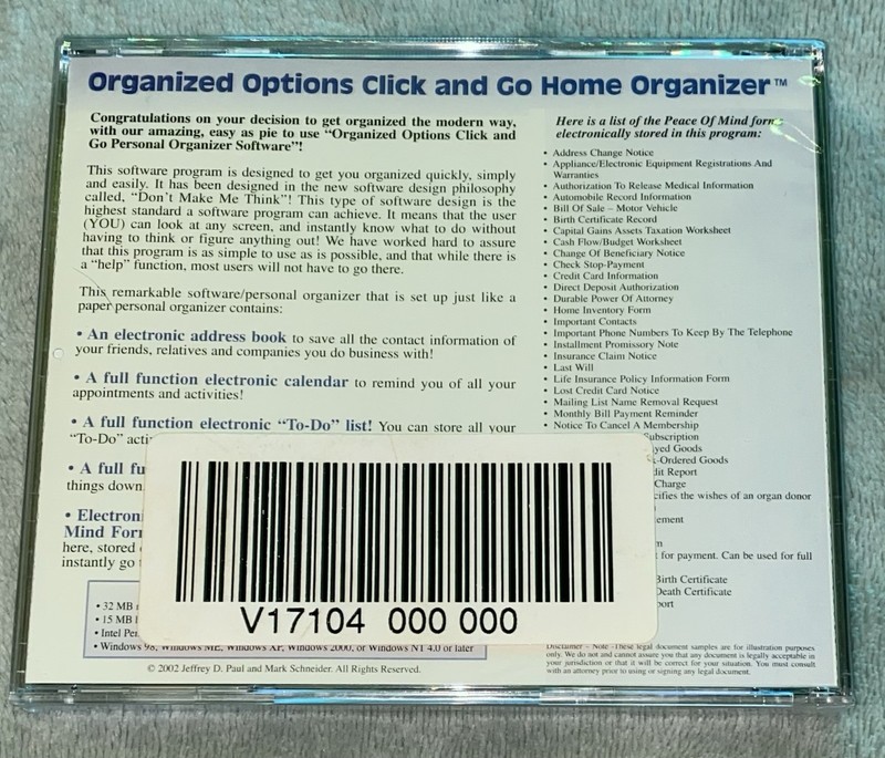 Organized Options Click N Go CD ROM Home Organizer 2002 gallery