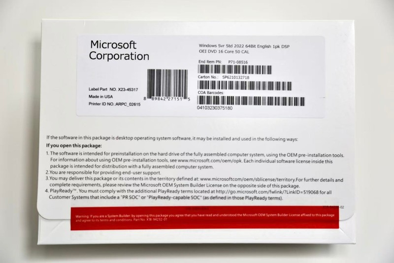 Windows Server 2022 Standard x64 bit- 16 Core 50 CAL. [Brand New] ..