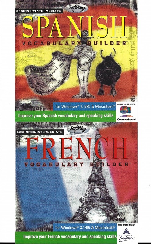 SOFTKEY SPANISH + FRENCH VOCABULARY BUILDER CD-ROM FOR WINDOWS AND MACINTOSH