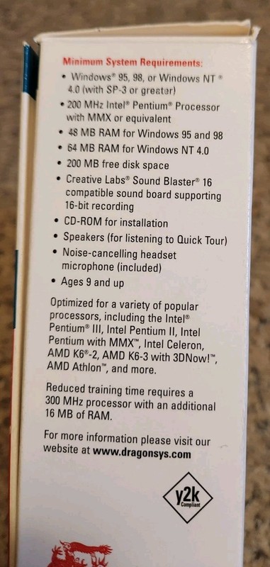 💥 Vtg 90s Dragon Naturally Speaking Standard Version 4 (PC) Win 95 CD-ROM gallery