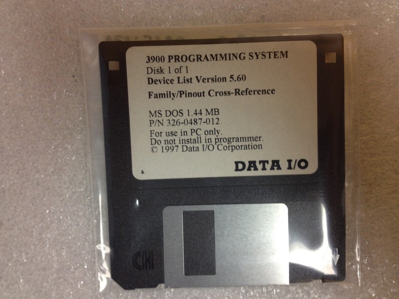 Data I/O 326-0487-010 MS DOS 1.44 MB, 3900 Series Cross Reference Disk 1/1 v5.60