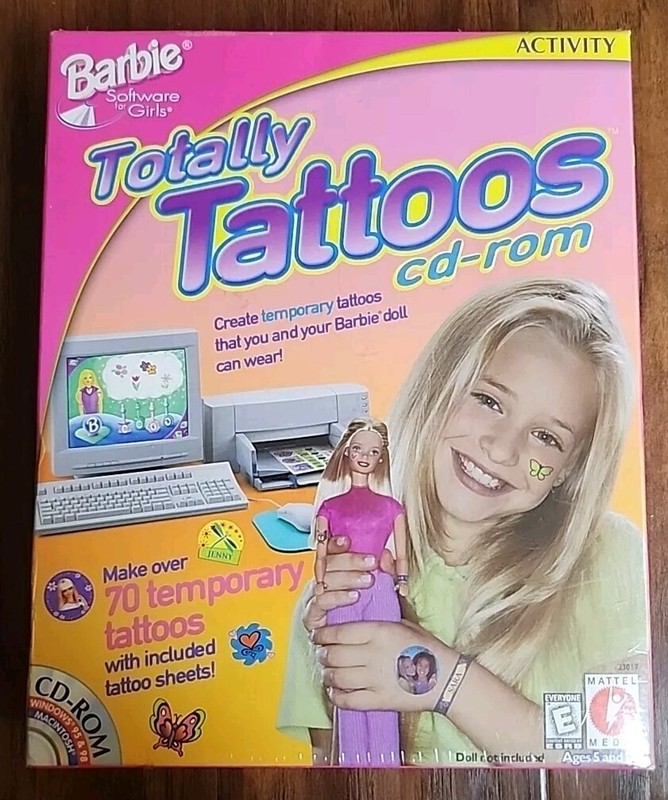 Barbie Totally Tattoos (CD-Rom Windows 95 / 98/ MAC Mattel Media) Brand New