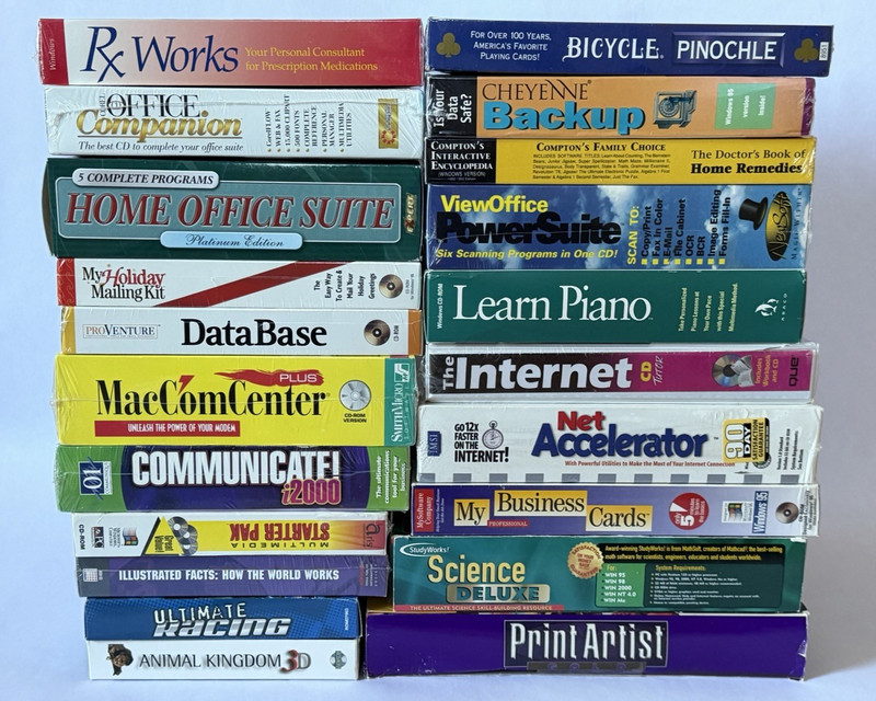 Huge Lot of Vintage Software & Games on CD-ROM New Factory Sealed Big Box