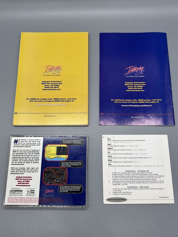 1998 Interplay’s Learn To Program Basic Manual Workbook CD PC Game Apple Windows gallery