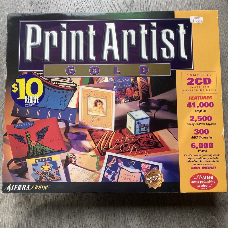 Sierra Print Artist Gold Vintage Computer Software Home Windows 95 Mac SealedNEW