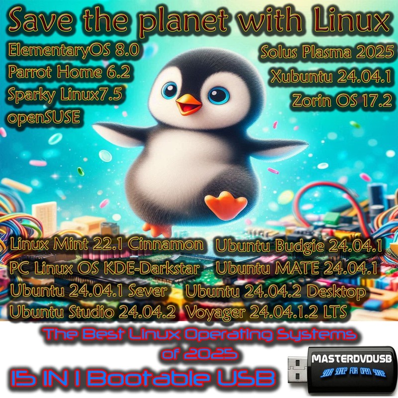 Linux Multi-Boot USB 15-in-1 Best Linux Operating Systems of 2025 For Everybody