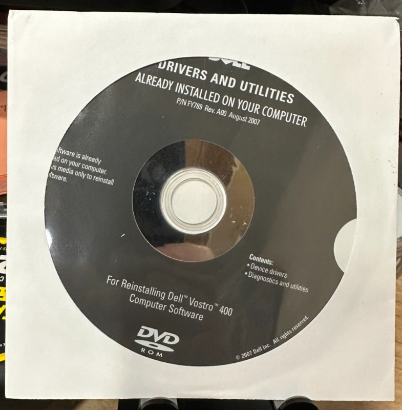 Dell Drivers And Utilities For Dell Vostro 400 (FY789 Rev.A00) August 2007