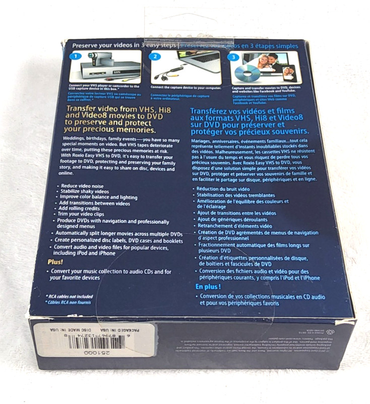 Roxio Easy VHS to DVD 3 Plus Converter USB Video Capture Model 251000 – Open Box gallery
