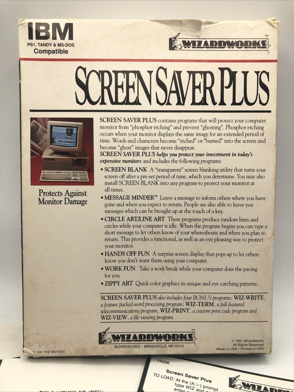 Vintage 1991 Wizard Works Screen Saver Plus - IBM TANDY PS1 - Free Shipping gallery