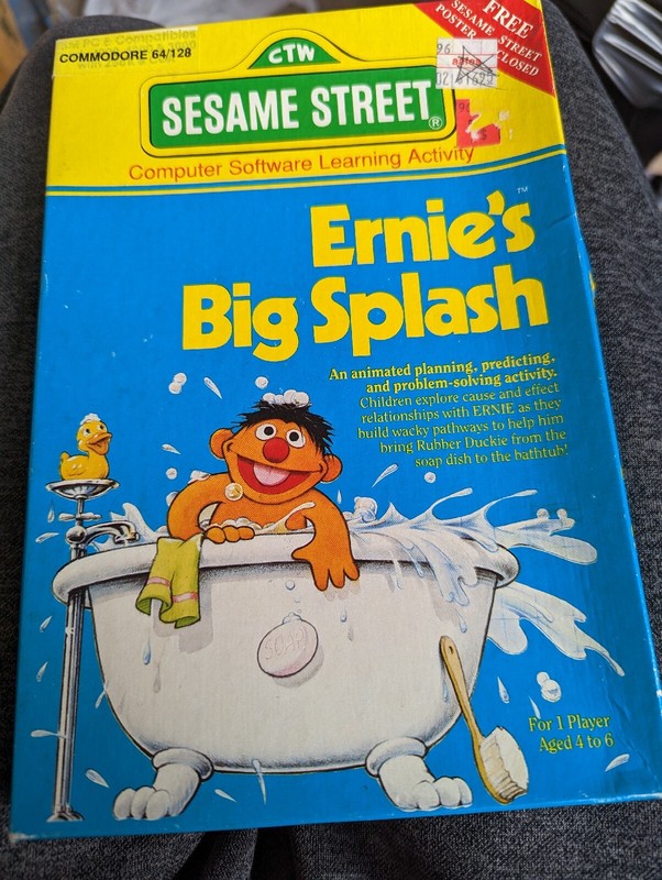 Sesame Street Ernie’s Big Splash Commodore Computer Game Software Complete