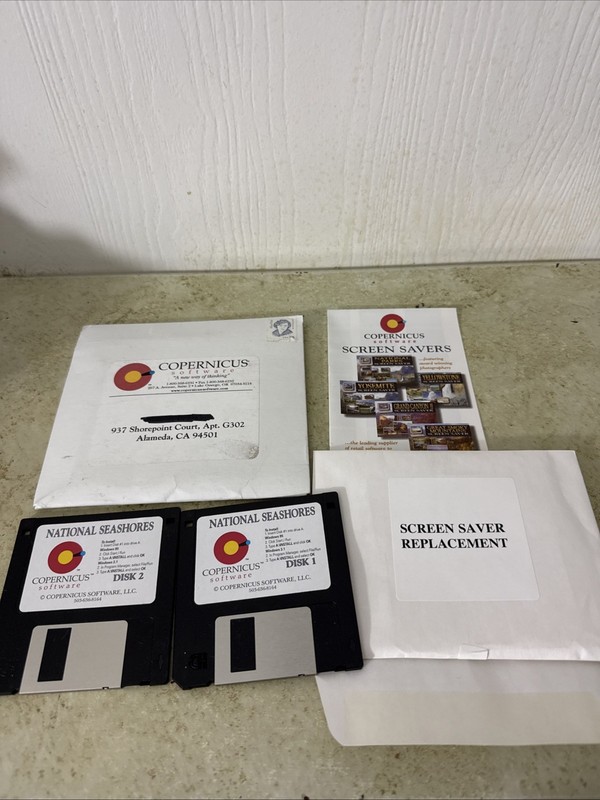 Copernicus Software National Seashores Screen Saver Vintage, 2 3.5″ Floppy Disks