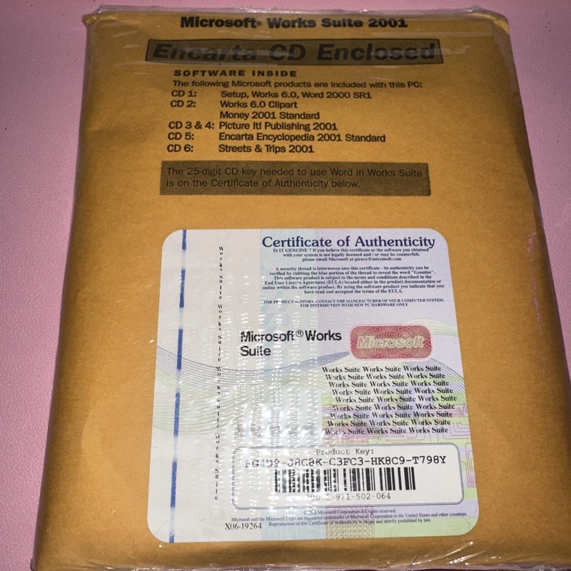 Microsoft Works Suite 2001 New Sealed 6 CDs with product key