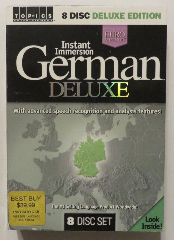Instant Immersion German Deluxe 8 Disc Speech Recondition PC Version NEW/SEALED!