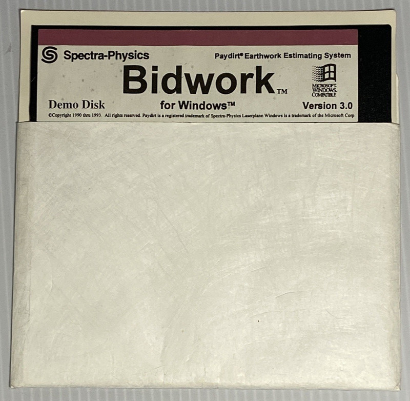 VINTAGE SOFTWARE | Bidwork for Windows Version 3 1997 |Spectra-Physics