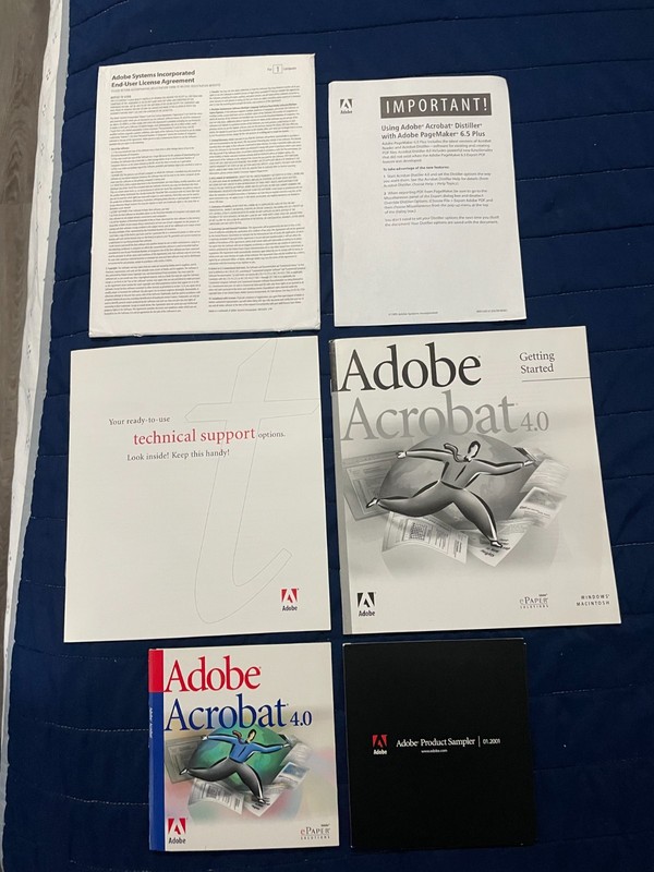 Vintage Adobe Acrobat 4.0 Manuals Product Sampler CD Software Paperwork Lot 2001