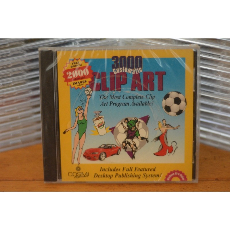 Vintage 1995 Cosmi 3000 Customatic Clip Art CD-ROM DR-680 Sealed Windows PC