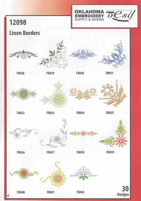 Embroidery Designs: Linen Borders PC CD 30 machine embroider set edges floral