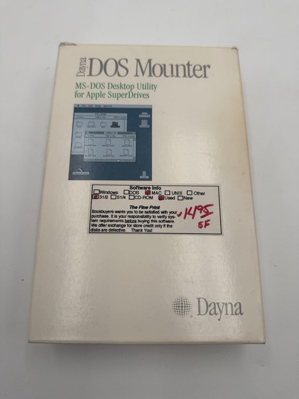 Dos Mounter Dayna Desktop Utility For Apple SuperDrives Software Macintosh Vtg