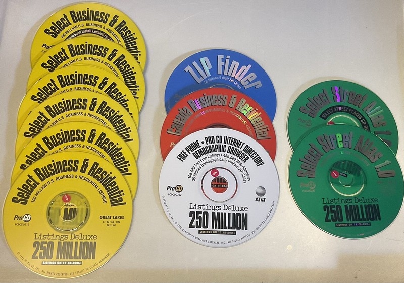1997 MEGA RARE USA 250 MILLIONS LISTINGS DELUXE ON 11 CD ROMS ACXIOM CO PROCD