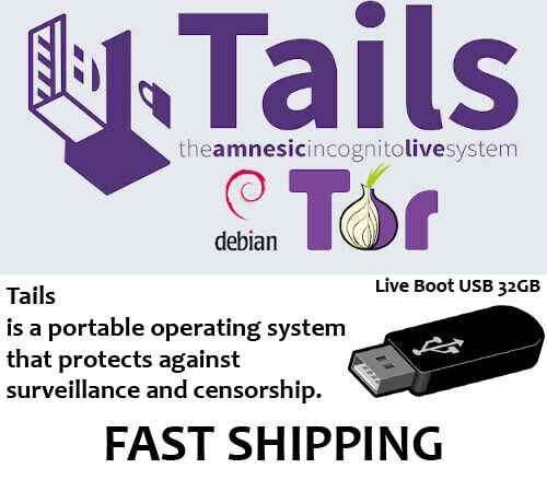 32GB USB Drive | Safe Fast & Secure Live Bootable Tails Anonymous Linux + gift