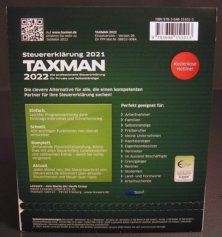Lexware Taxman 2022 Full Version Box + DVD Tax Year 2021 + Tax Manual NEW gallery