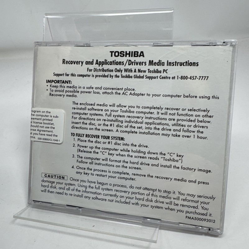 Toshiba Recovery + Applications Drivers DVD Satellite A130/a135 Series Disc NEW gallery