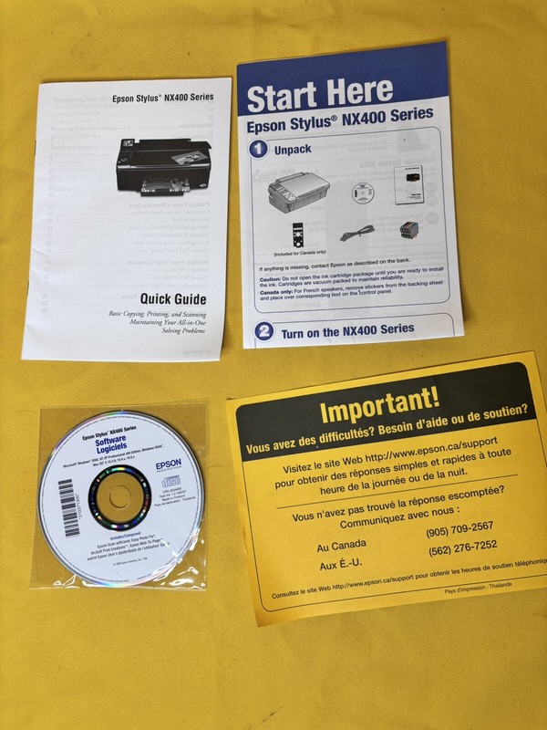 Epson Stylus NX400 Series Software Logiciels CD Drivers Utilities & Quick Start